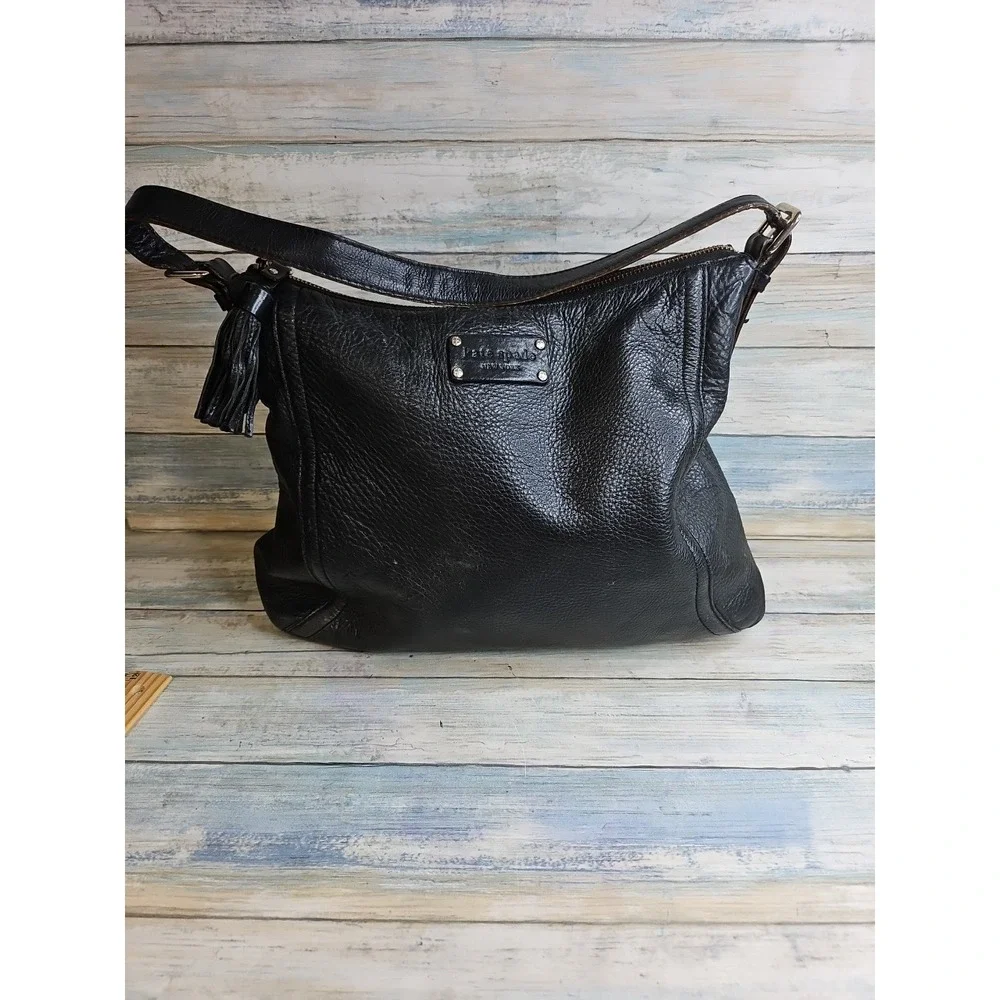 Kate Spade black leather medium bag, used